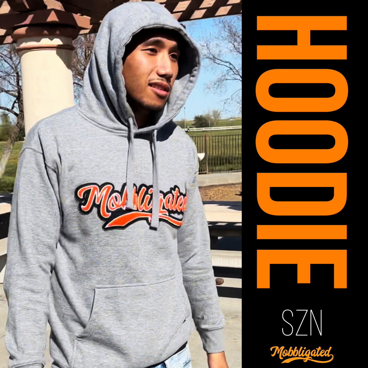 Grey & Orange Mobbligated Hoodie