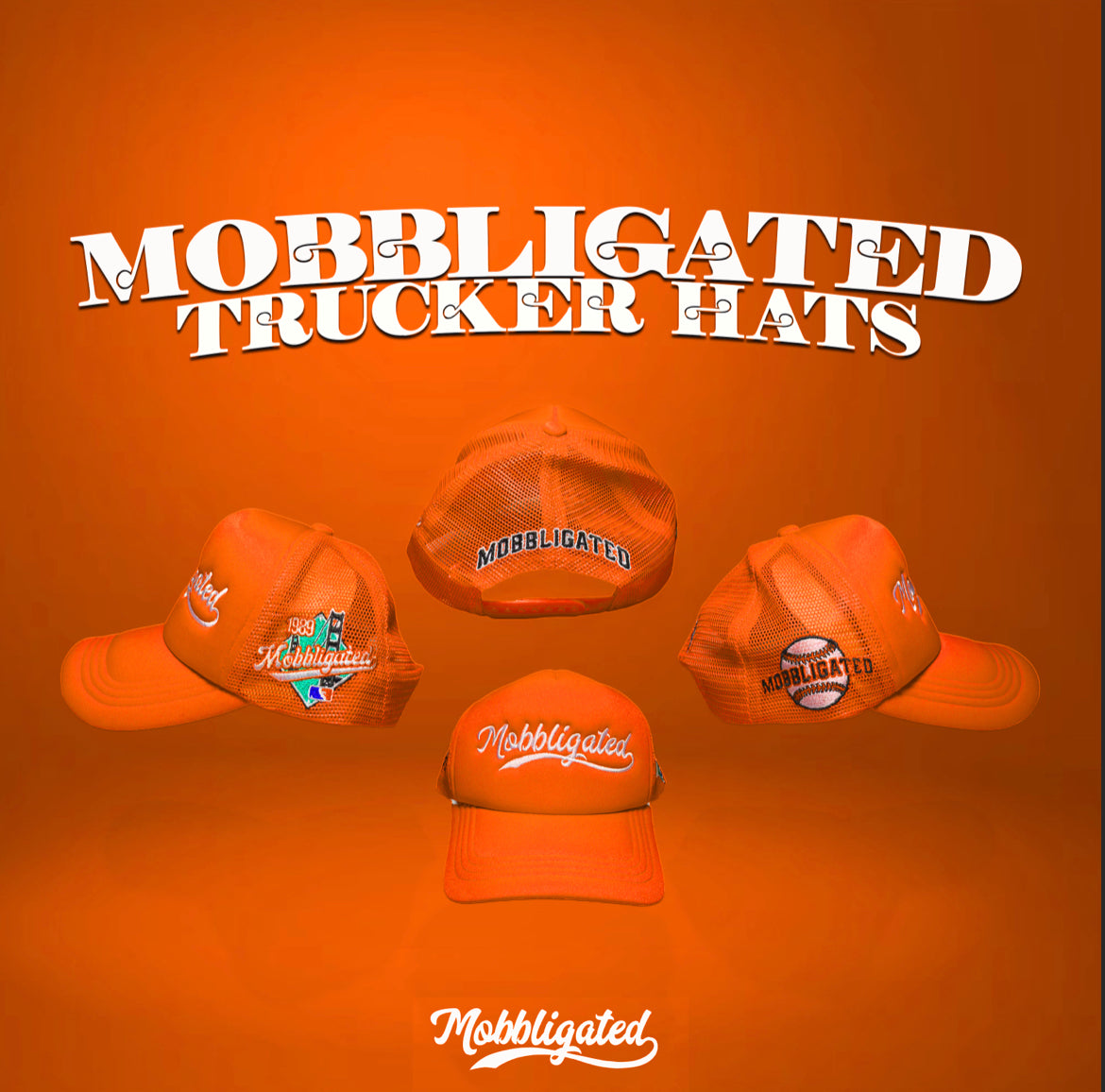 Orange Mobbligated Trucker Hats