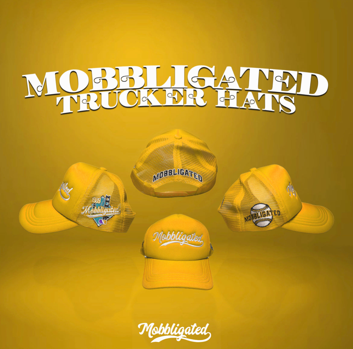 Yellow Mobbligated Trucker Hats